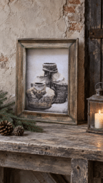Houten schilderij - ketting met vismand - 40x50cm