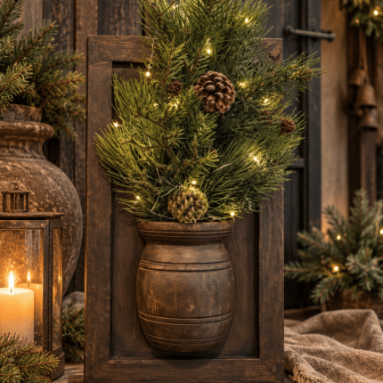 Kunst dennentoef met dennenappels – Landelijke kerstdecoratie