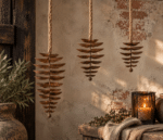 Roest dennenappel hanger met schelpjes – Landelijke decoratie – 3 maten - Afbeelding 2