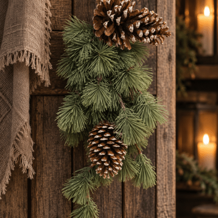 Kersttoef met dennenappels – 45 cm | Landelijke kerstdecoratie